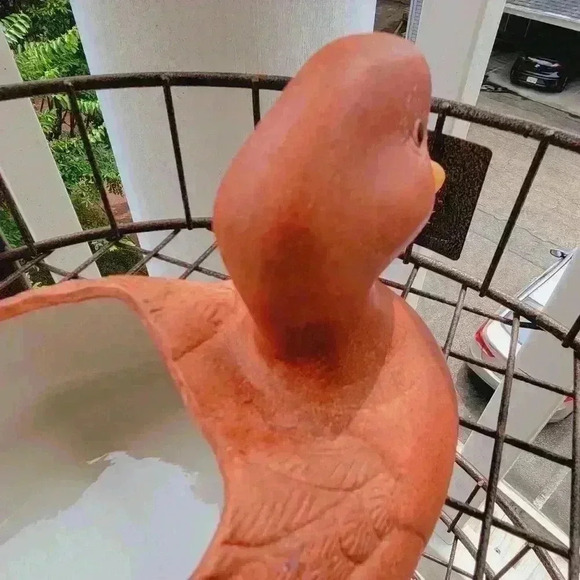 Vintage 1989 Porcelain Bisque Planter Wood Look F.T.D.A. Made In Taiwan - Picture 3 of 12